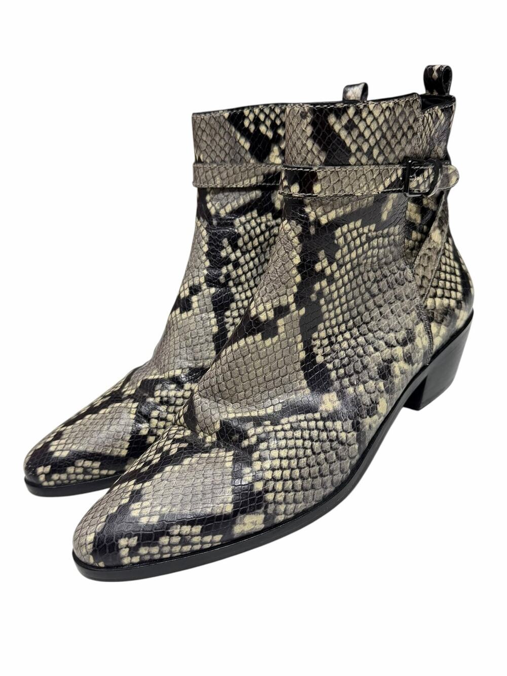 Banana Republic Leather Snakeskin Print Ankle Boots Women’s 8.5 Buckle Western